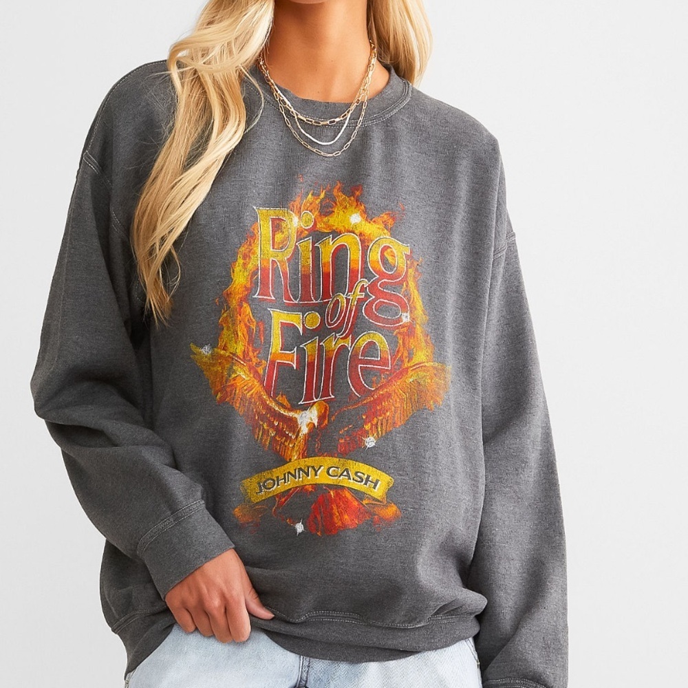 Buckle Johnny Cash Ring Of Fire Oversized Crewneck Sweatshirt S Merch Traffic